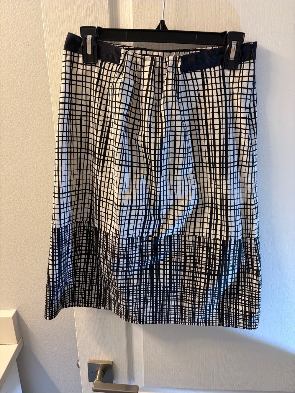 Worthington Black and White Grid Midi Skirt